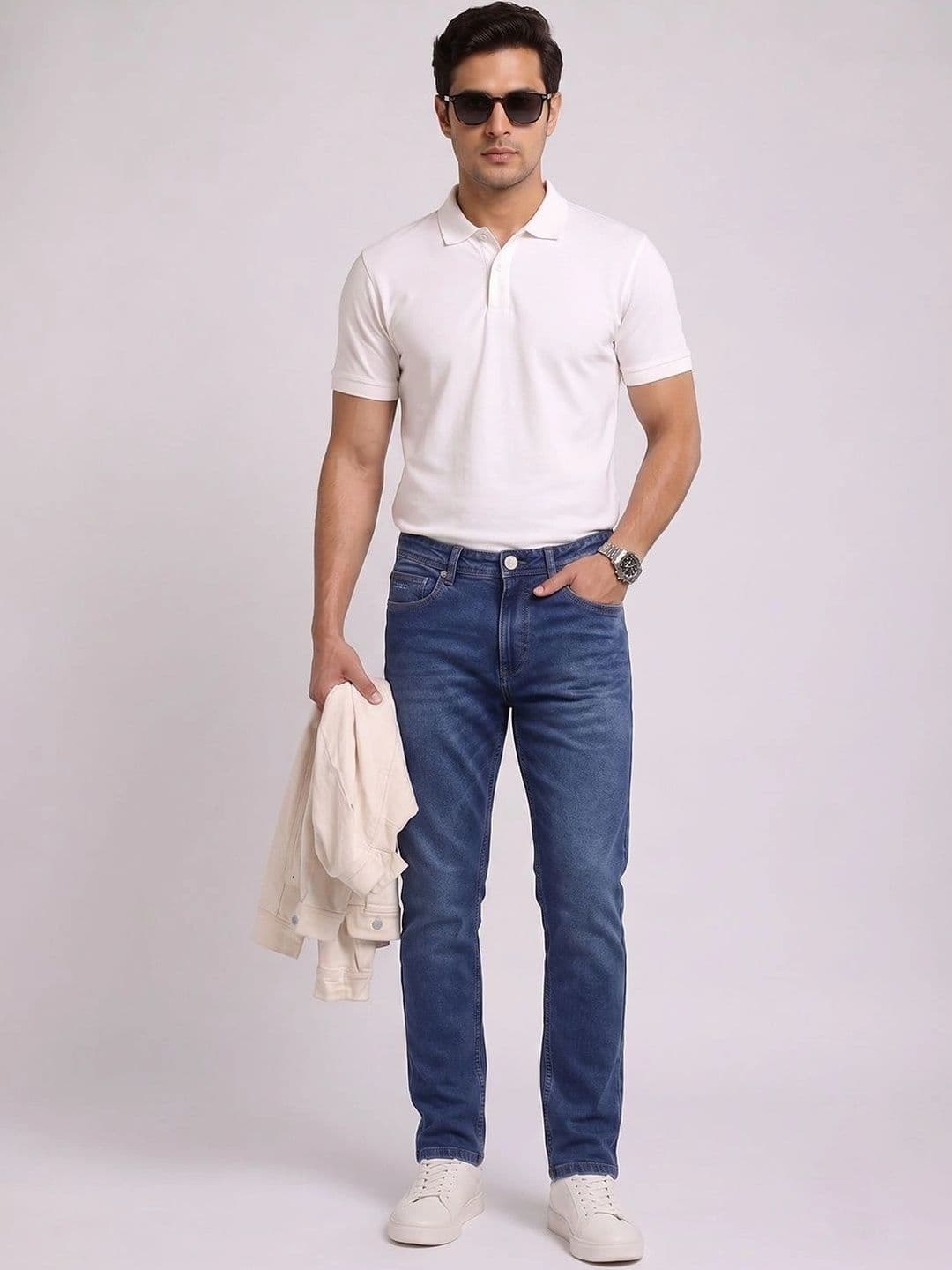 THUNDER JEANS Men Straight Fit Mid-Rise Stretchable Jeans thumbnail 2