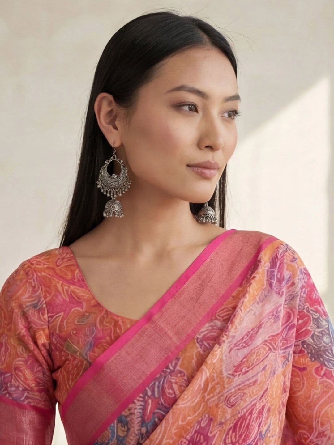 Anouk Rustic Paisley Zari Pure Linen Designer Khadi Saree thumbnail 3