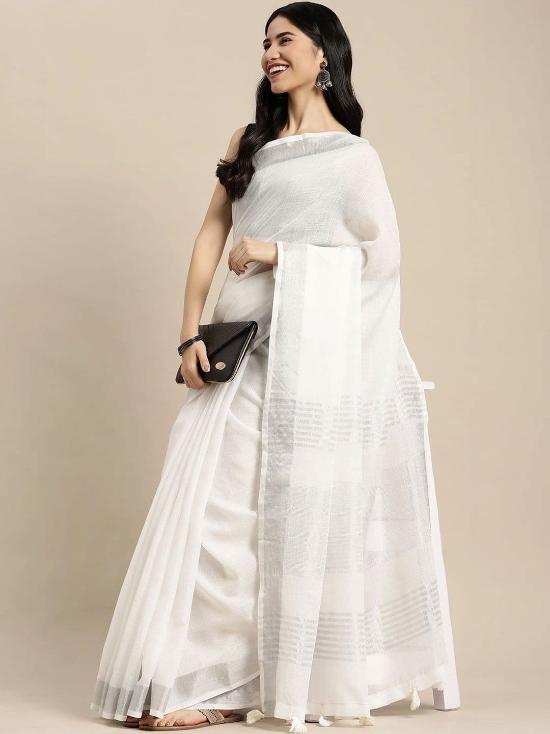 Mitera Woven Design Linen Blend Saree thumbnail 2