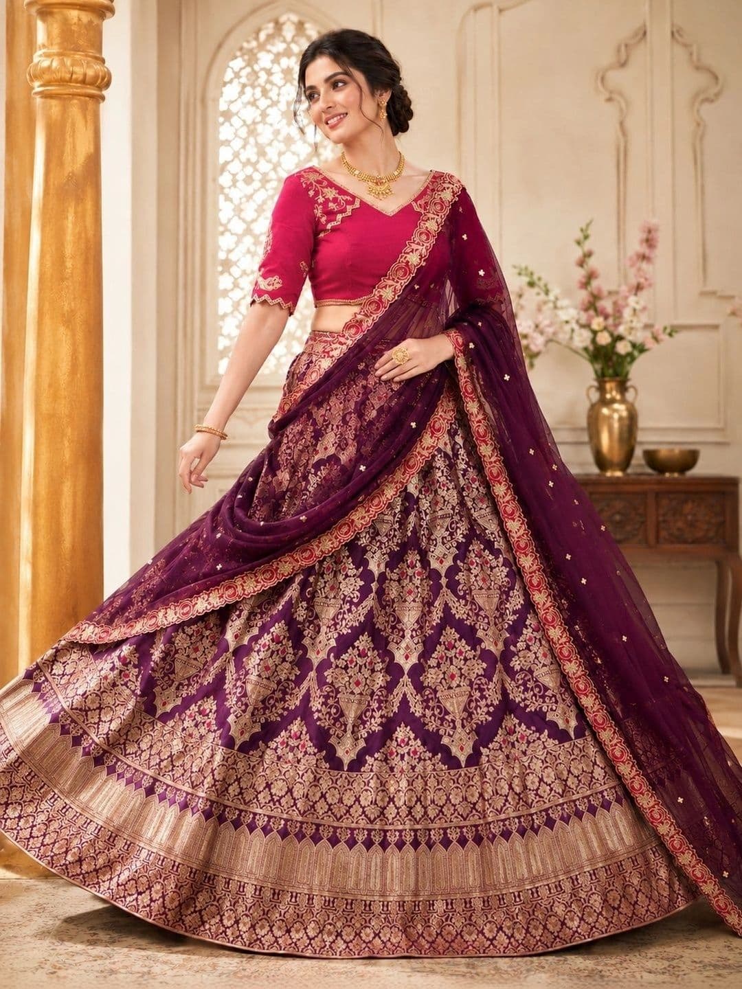 KALINI Embroidered Ready to Wear Lehenga & Unstitched Blouse With Dupatta thumbnail 6