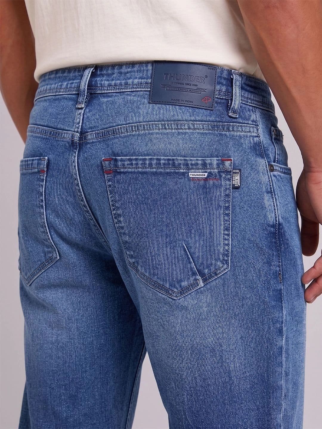 THUNDER JEANS Men Straight Fit Mid-Rise Stretchable Jeans thumbnail 3