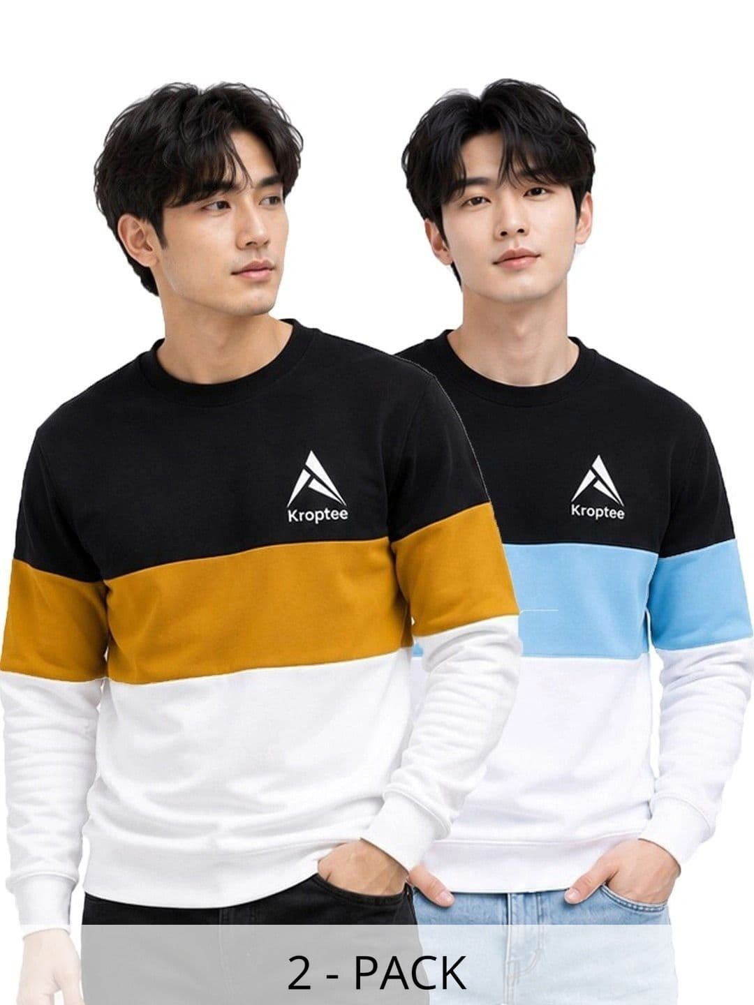 Kroptee Men Colourblocked Logo T-shirt Pack - view 1