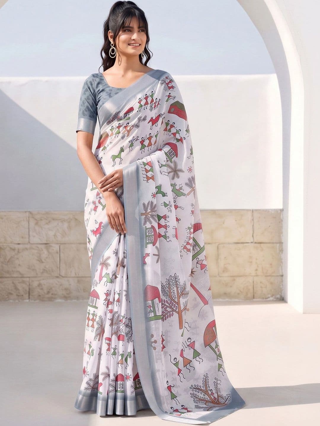 Anouk Warli Zari Designer Block Print Saree - view 1