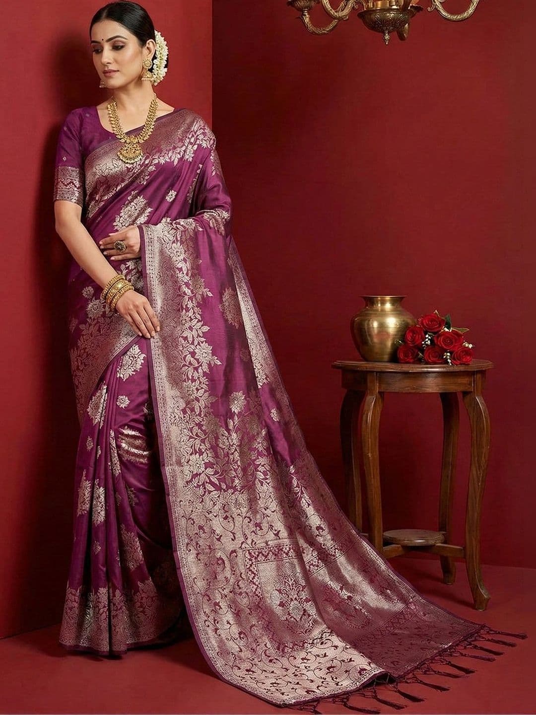 Mitera Woven Design Zari Silk Blend Banarasi Saree - view 1