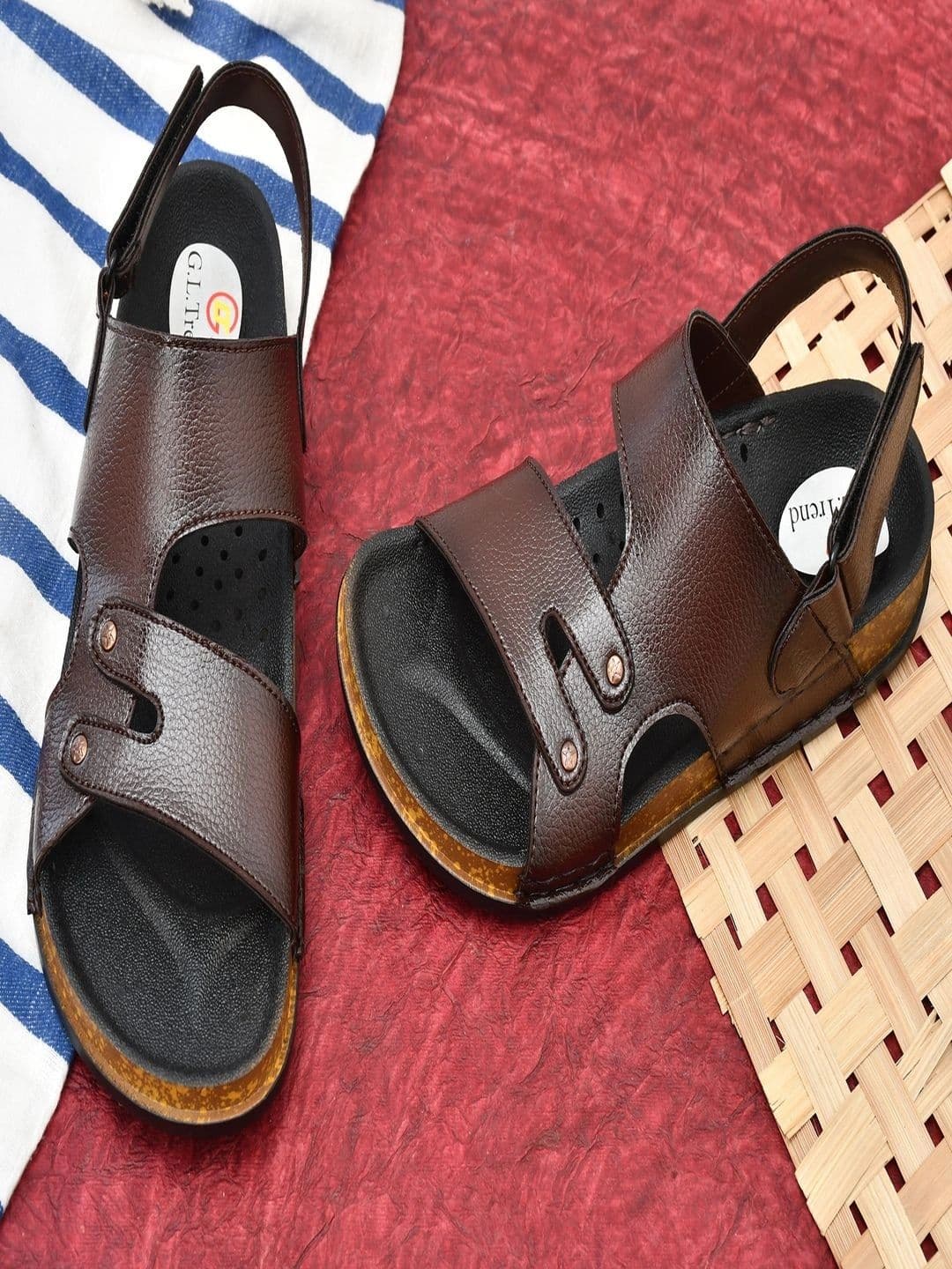 G L Trend Men Casual Waterproof Leather Brown Velcro Sandals - view 1
