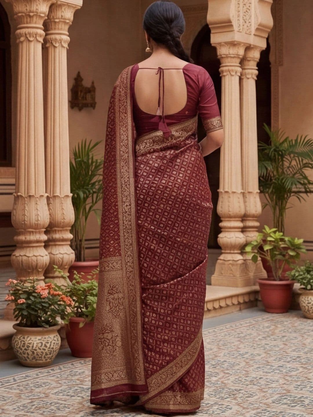 Anouk Rustic Woven Design Zari Silk Blend Designer Banarasi Saree thumbnail 4