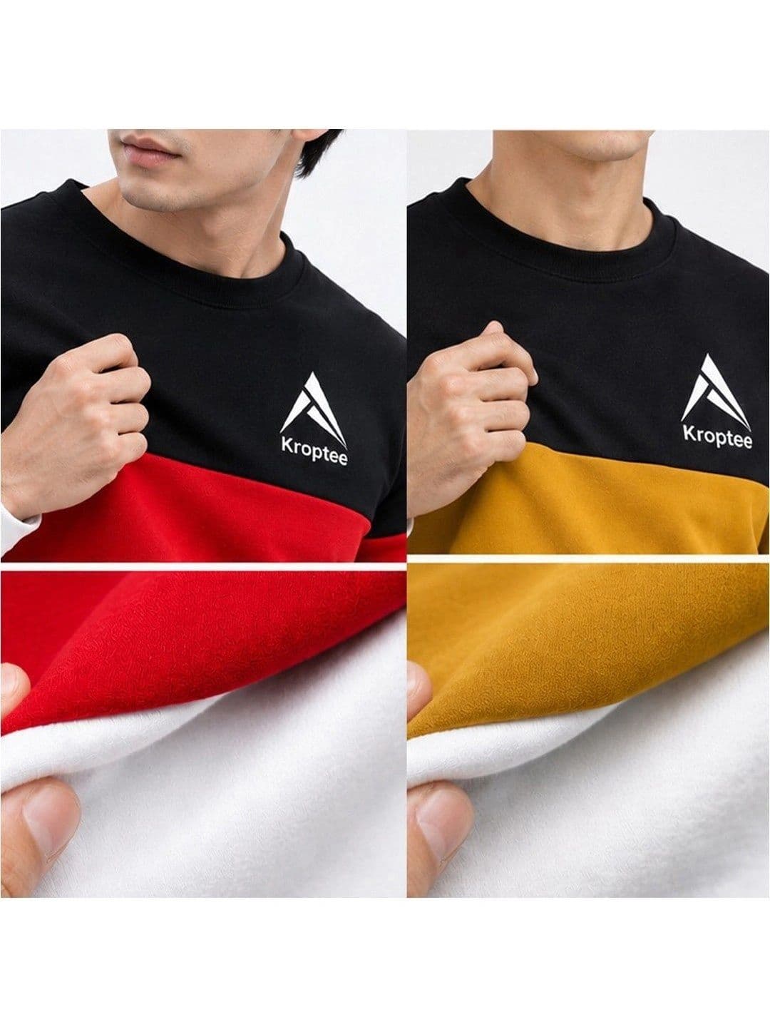 Kroptee Men Colourblocked Logo T-shirt Pack thumbnail 2