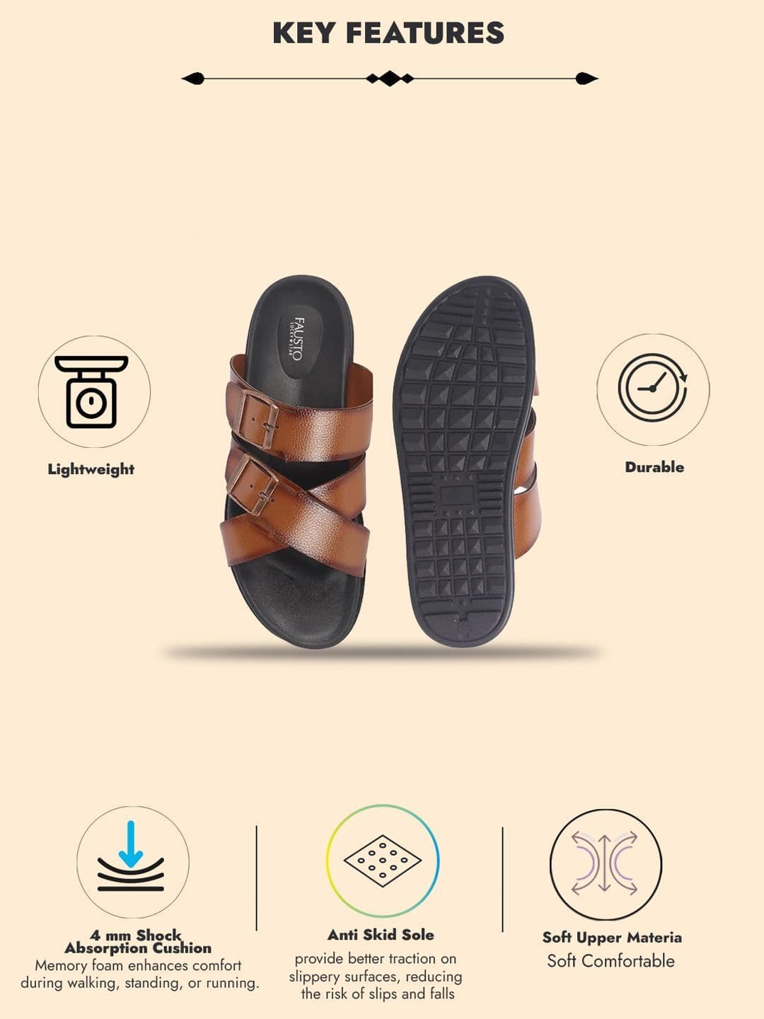FAUSTO Men PU Comfort Sandals thumbnail 3