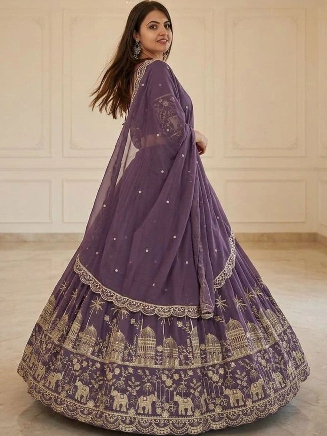 HERE&NOW Embellished Thread Work Semi-Stitched Lehenga & Blouse With Dupatta thumbnail 3