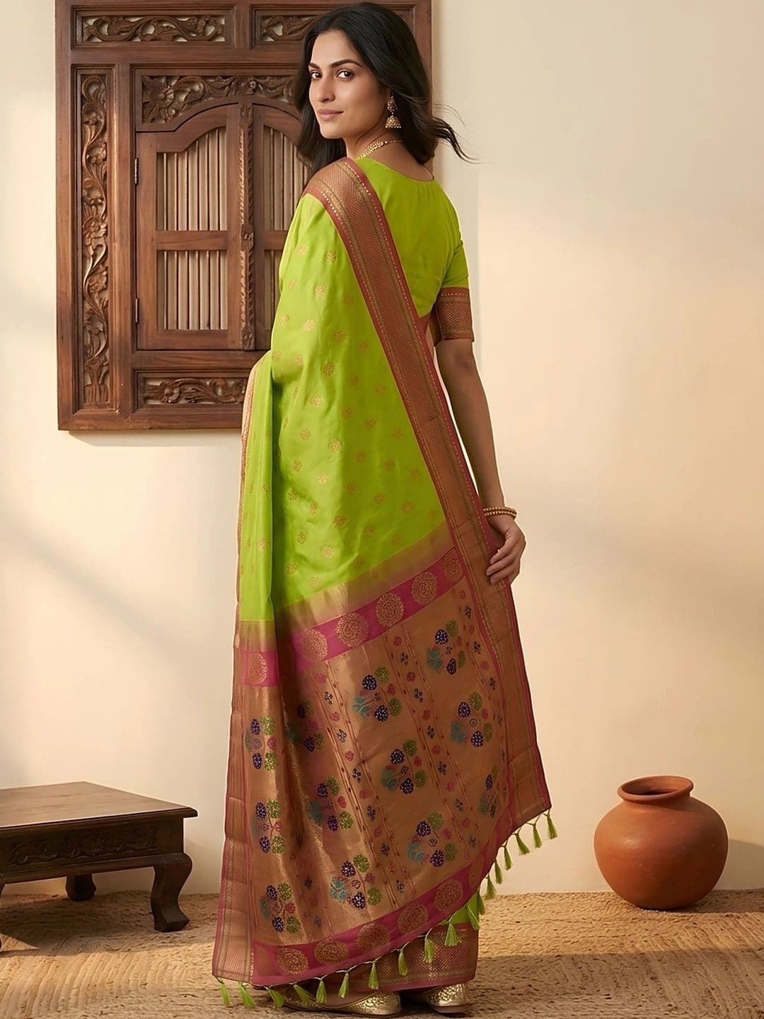 Urbanari Woven Design Zari Silk Blend Banarasi Saree thumbnail 4