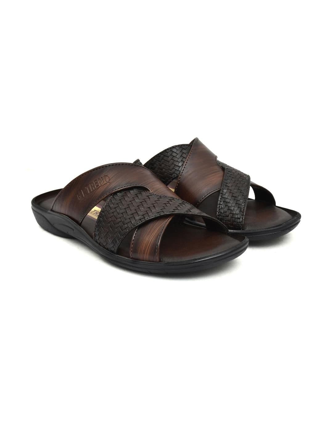 G L Trend Men Casual Stylish Comfortable Brown Slip-On Sandals thumbnail 6