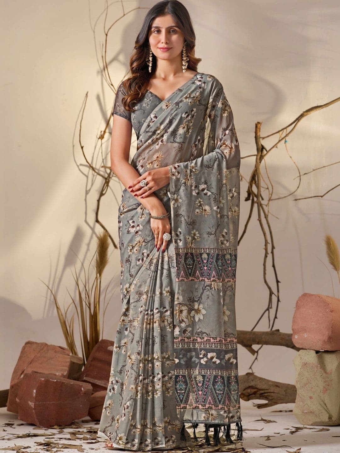 Moda Rapido Floral Poly Georgette Designer Saree - view 1