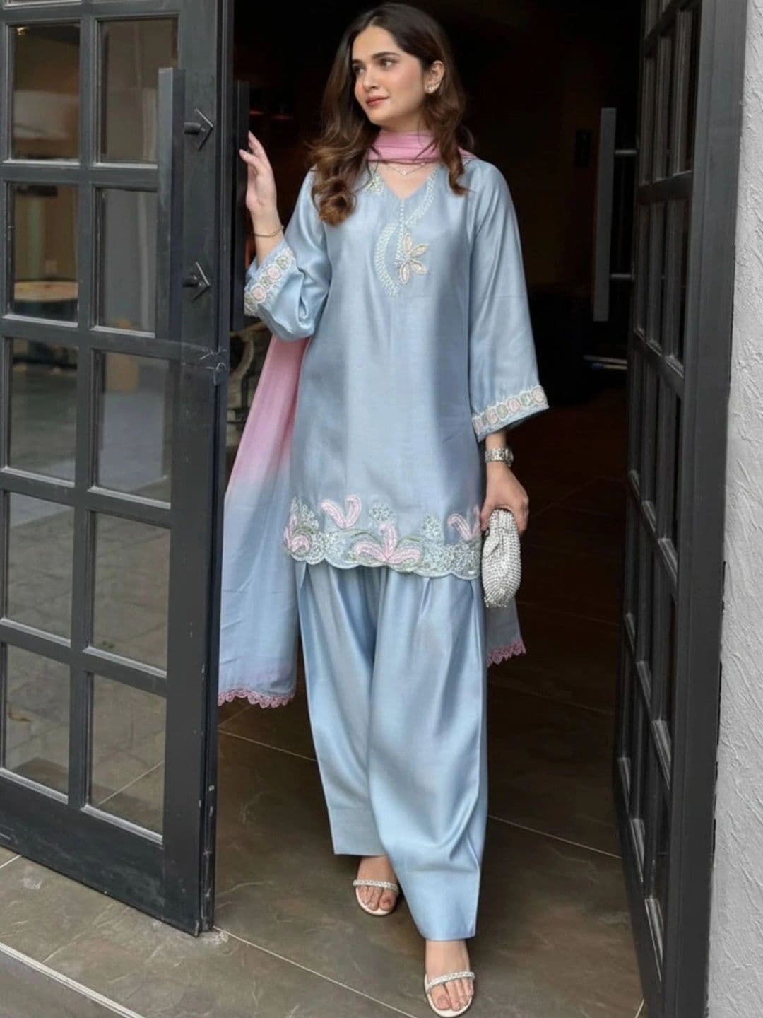 all about you Women Ethnic Motifs Embroidered Regular Thread Work Kurta with Patiala & With Dupatta - view 1