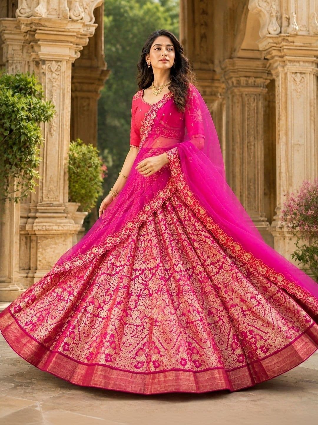 KALINI Women Embroidered Ready to Wear Lehenga & Unstitched Blouse With Dupatta thumbnail 3
