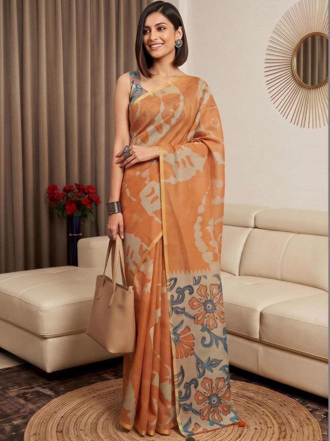 Sangria Designer Block Print Saree - view 1