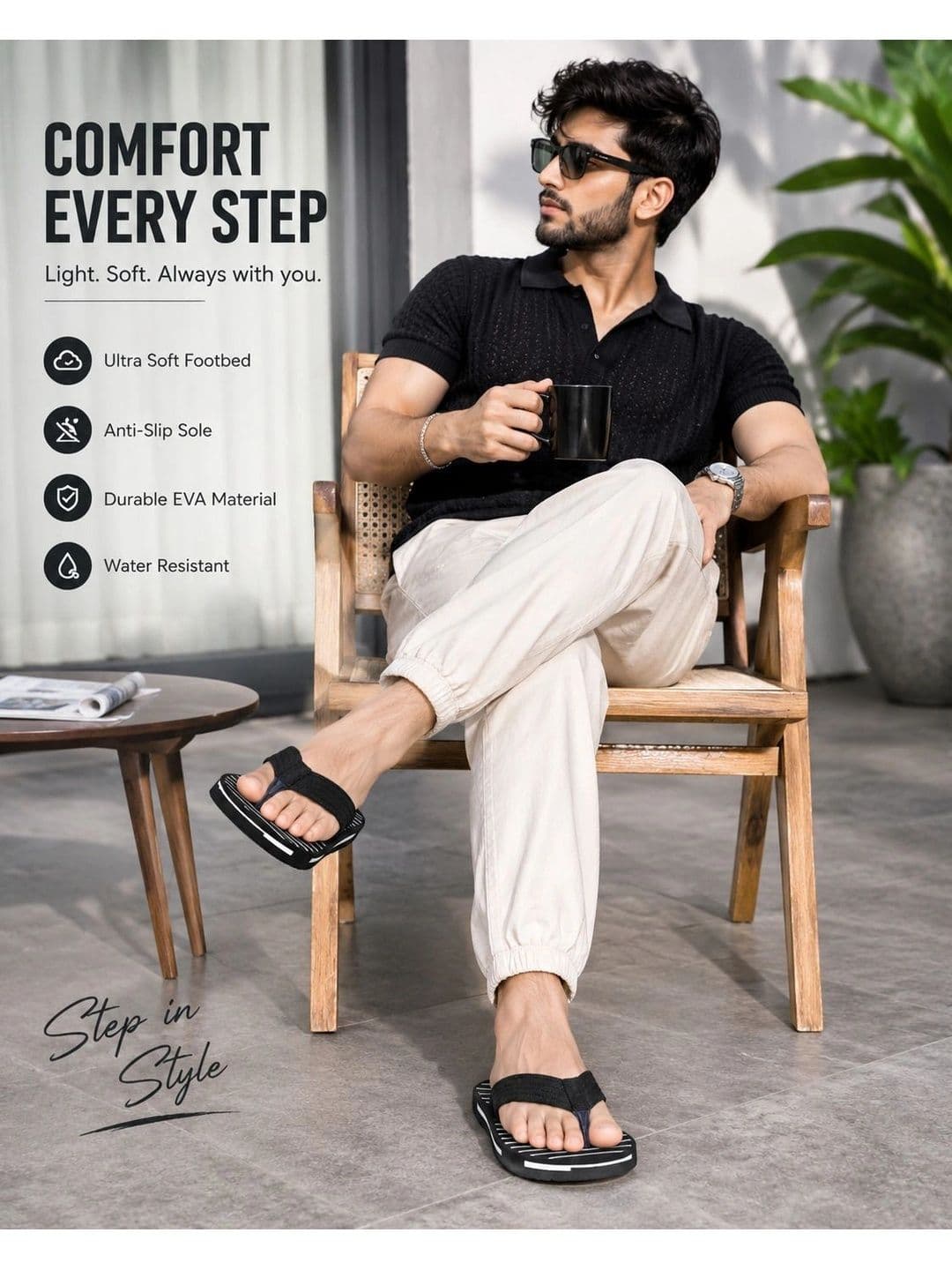 ENRIZZ Men Striped Thong Flip-Flops thumbnail 3