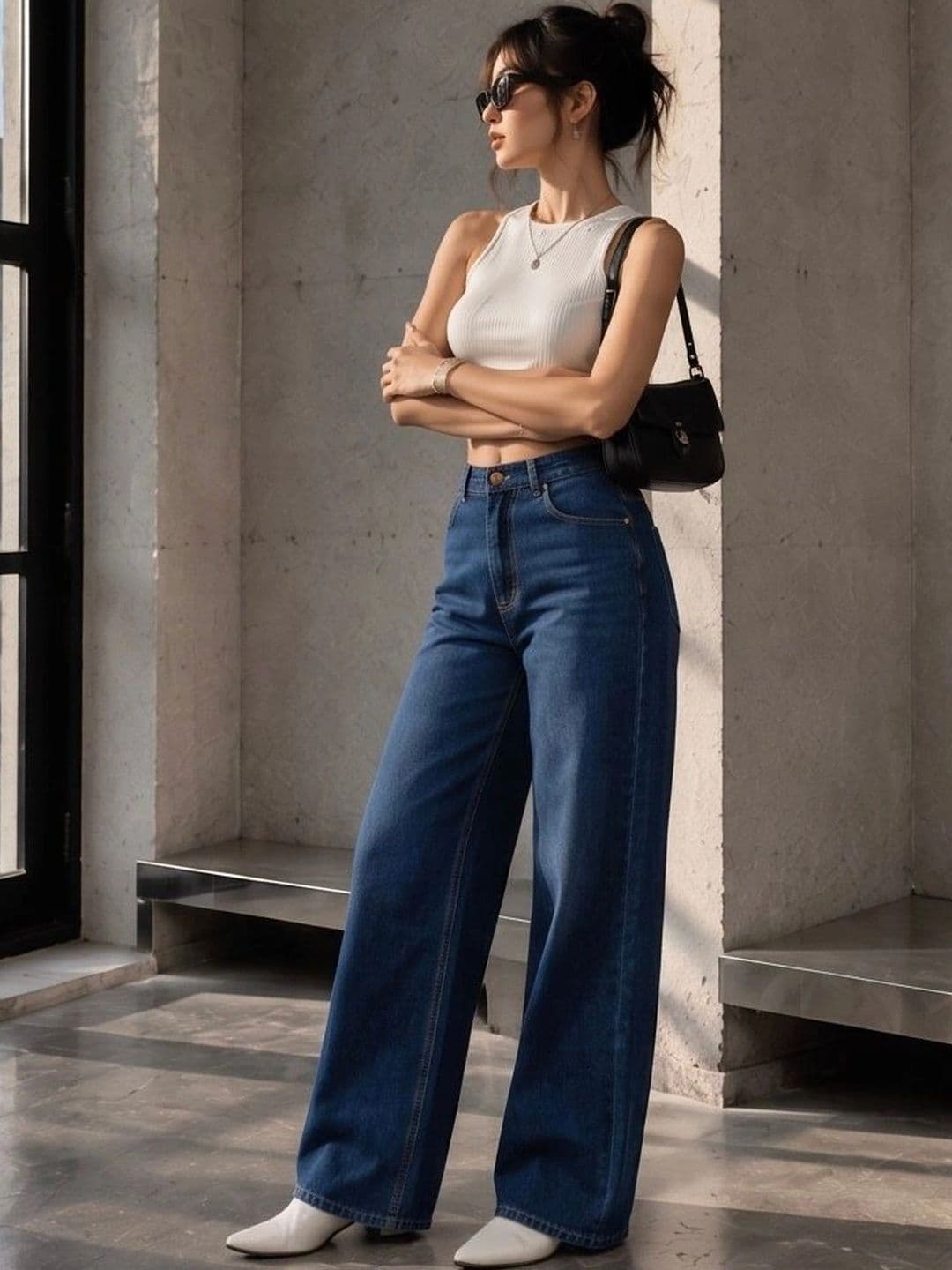 MERCEL Women Original Wide Leg High-Rise Light Fade Stretchable Jeans thumbnail 4