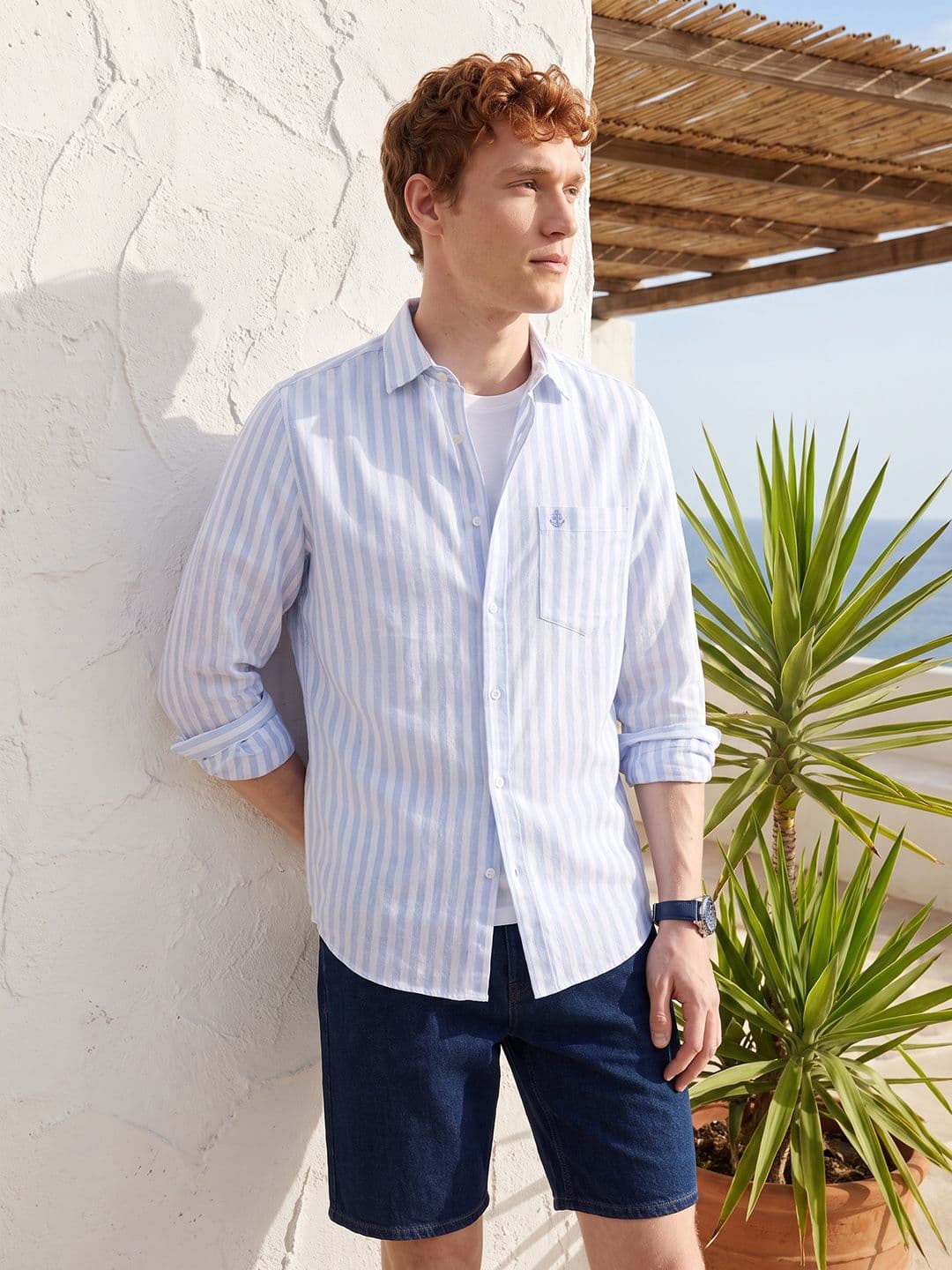 Mast & Harbour Soft Touch Oxford Stripe Shirt thumbnail 4