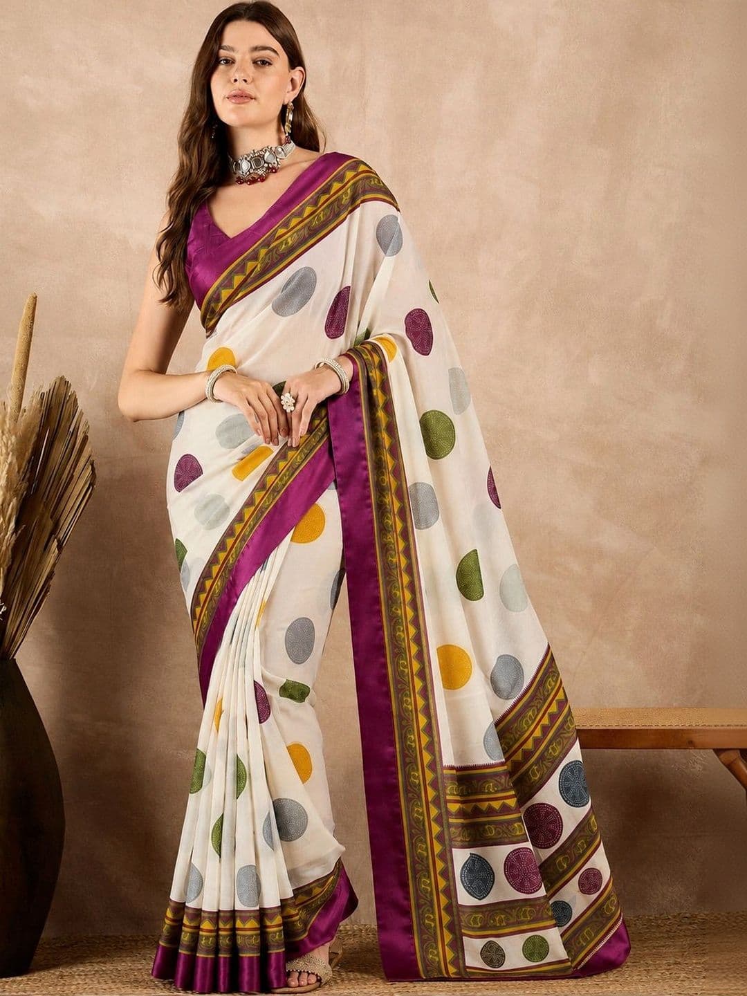 SANJANA  SILK SANJANA SILK Polka Dot Pure Georgette Saree - view 1