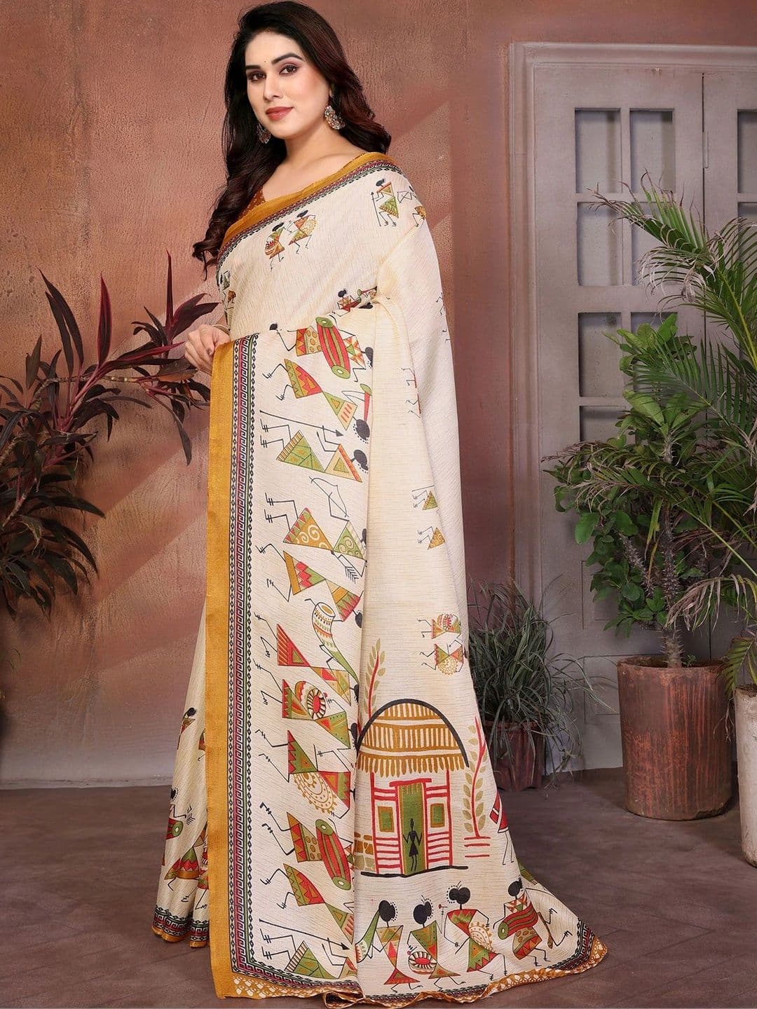 Lookmark Warli Art Silk Saree thumbnail 2