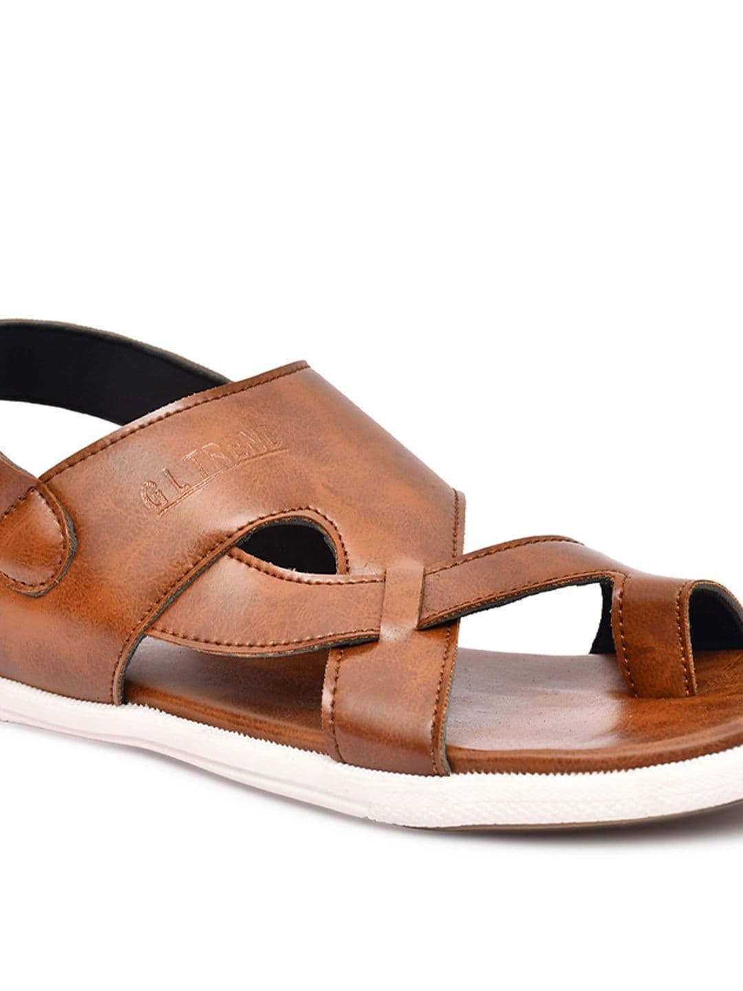 G L Trend Men Tan Solid Casual Comfort Sandals with Cross-Strap Design thumbnail 6
