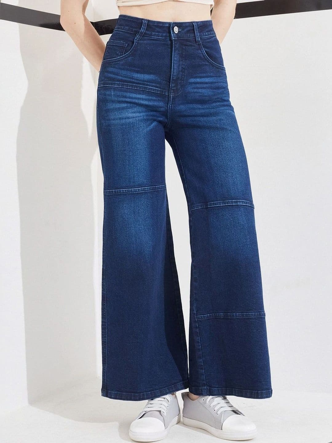 DOLCE CRUDO Women Wide Leg High-Rise Light Fade Stretchable Jeans - view 1