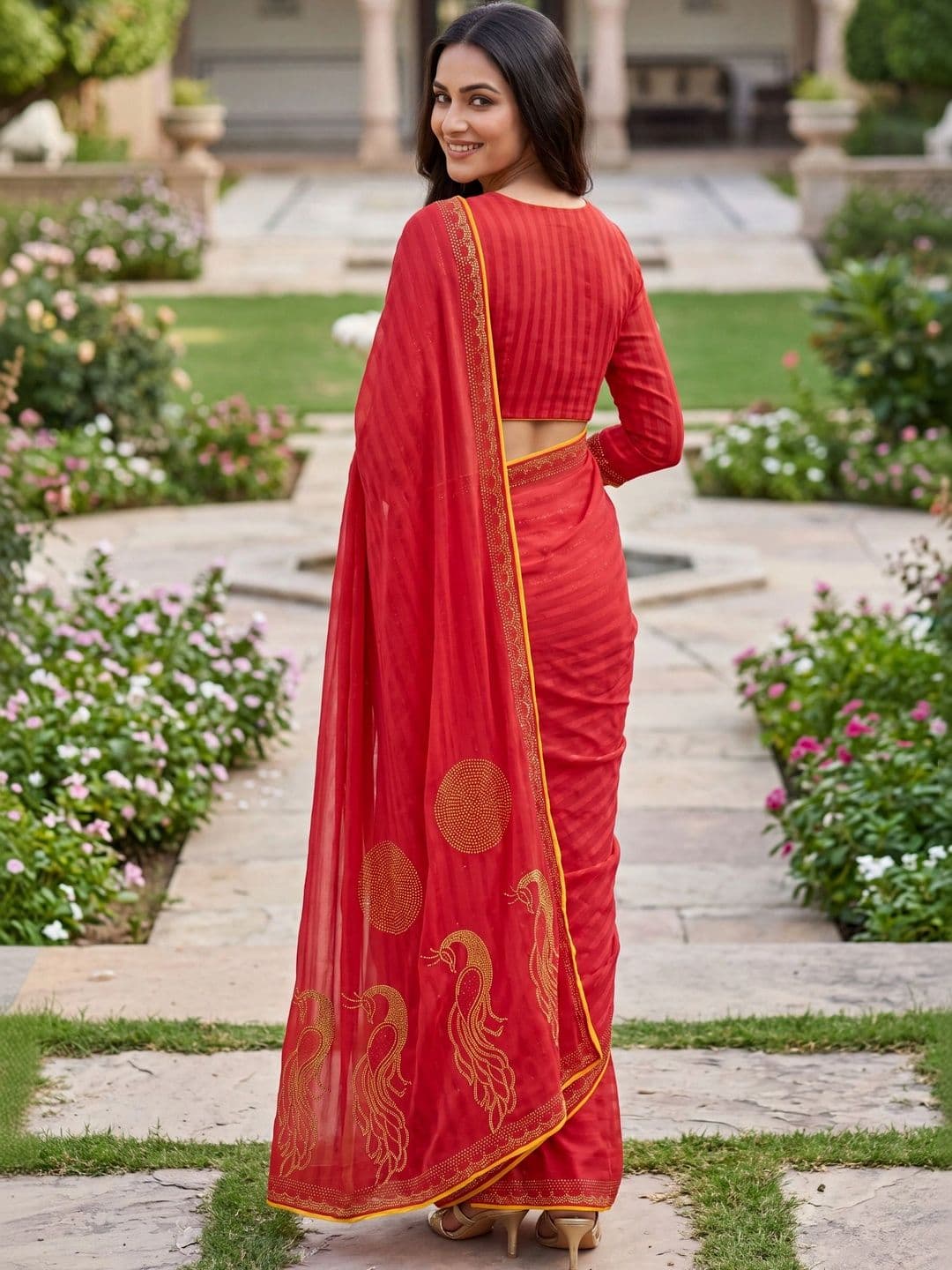 Jaipur Vogue Embellished Poly Georgette Saree thumbnail 3