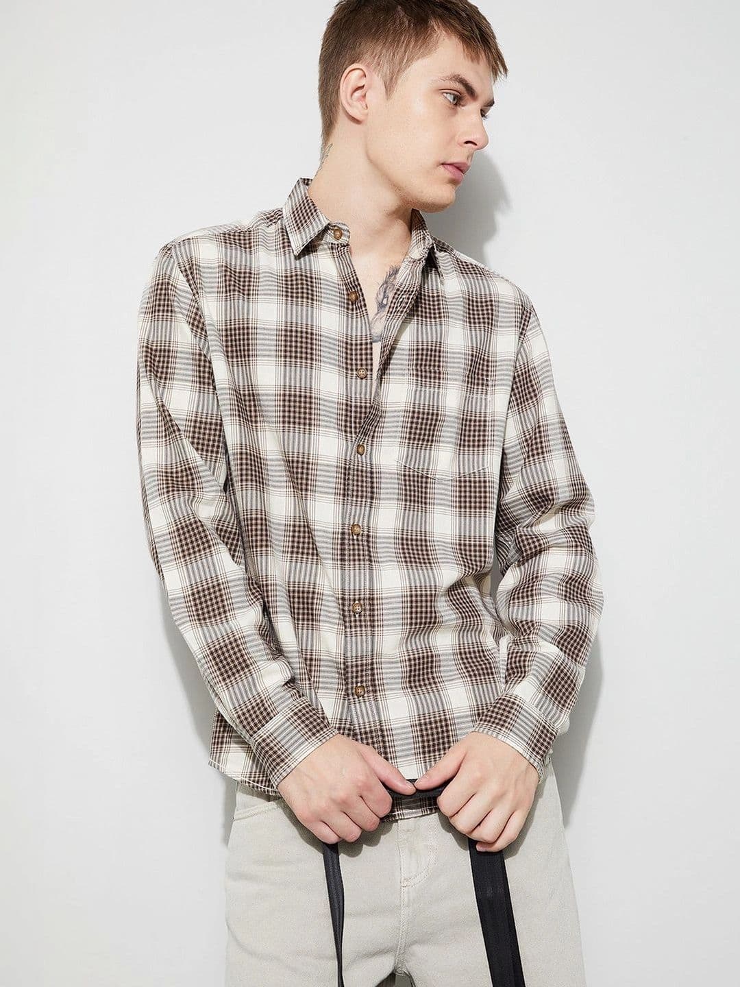 Forca by Lifestyle Men Slim Fit Checked Casual Shirt - view 1