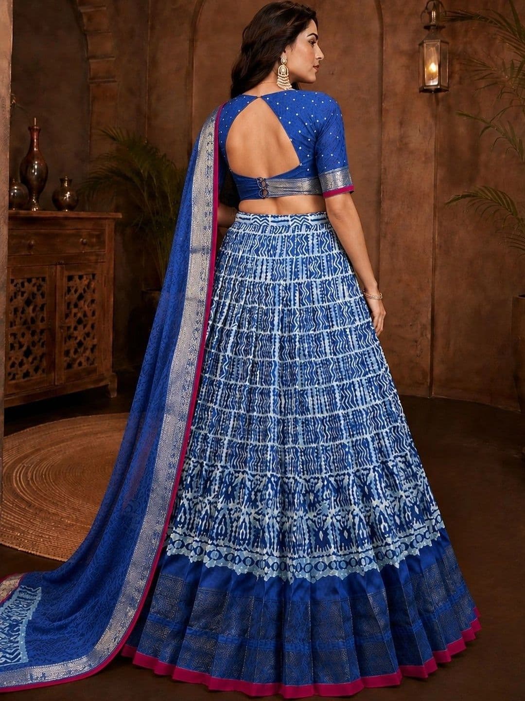 KALINI Embellished Thread Work Ready to Wear Lehenga & Unstitched Blouse With Dupatta thumbnail 3
