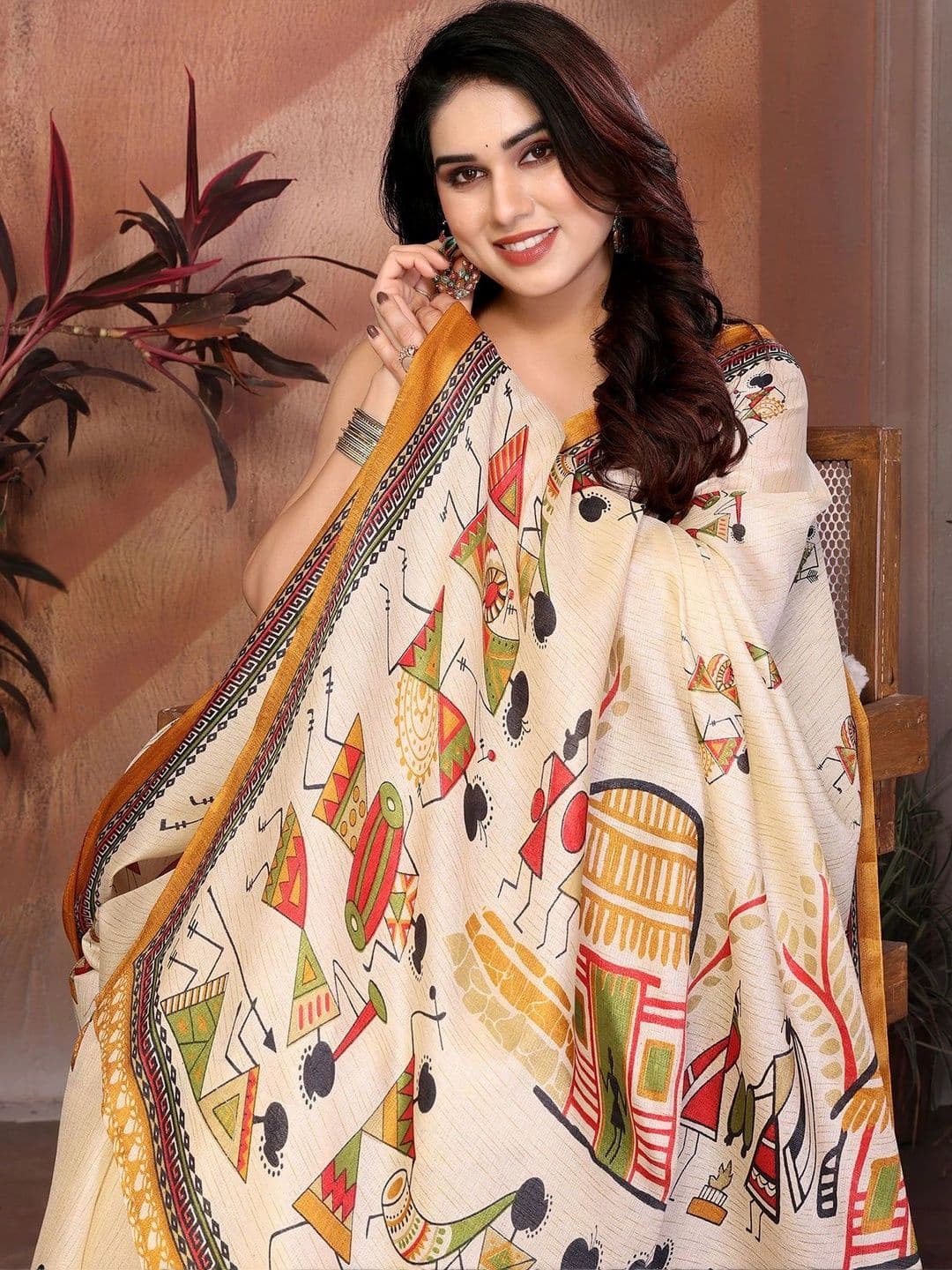 SZN Warli Art Silk Saree thumbnail 3