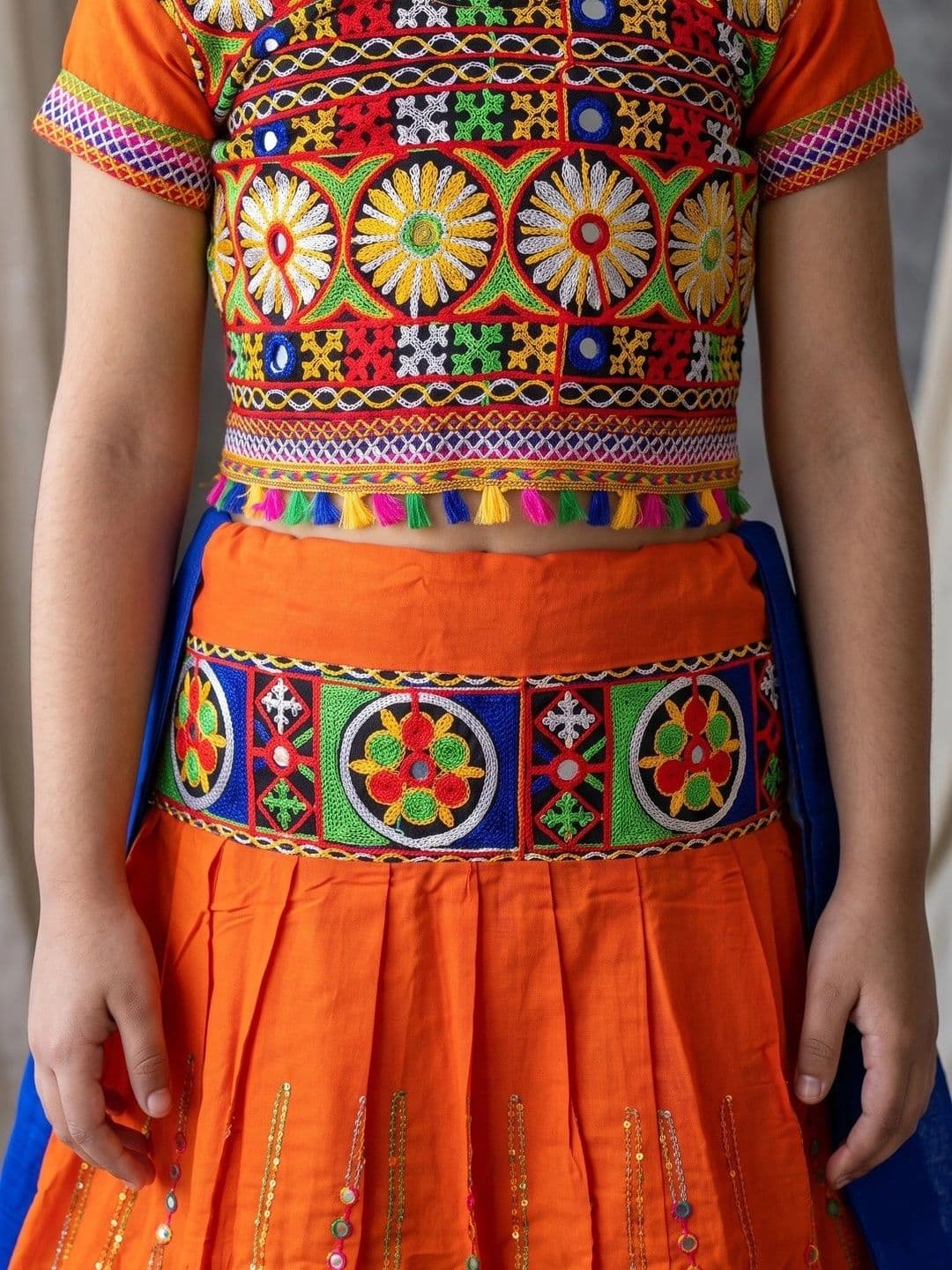 ahhaaaa Girls Embroidered Mirror Work Ready to Wear Lehenga & Blouse With Dupatta thumbnail 5