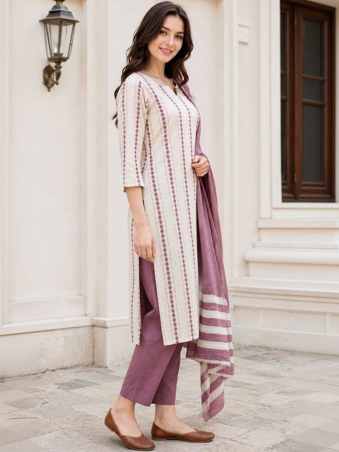 HIVA TRENDZ Women Ethnic Motifs Printed Regular Pure Cotton Kurta with Trousers & With Dupatta thumbnail 4