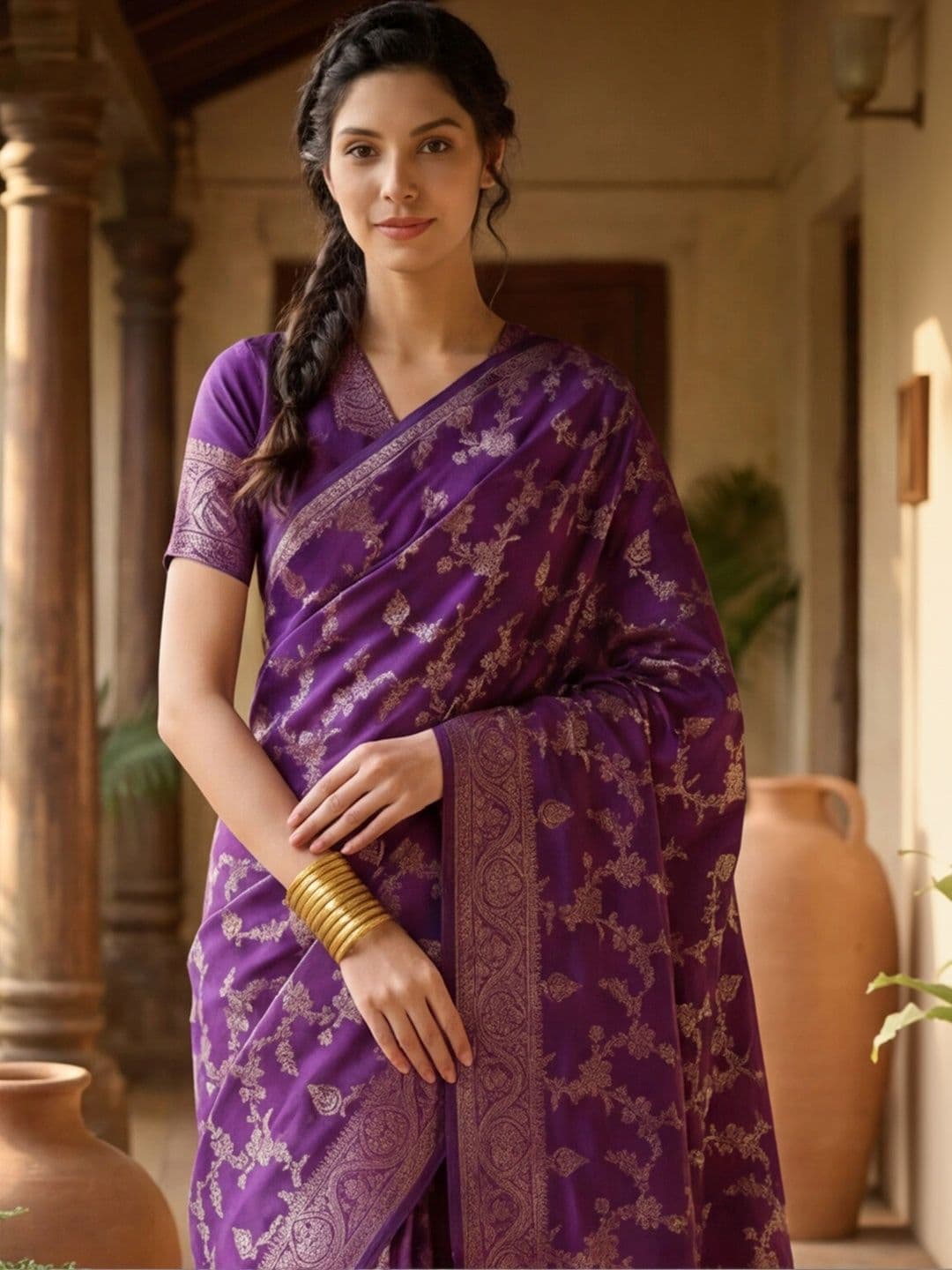 Anouk Rustic Woven Design Zari Silk Blend Designer Kanjeevaram Saree thumbnail 5