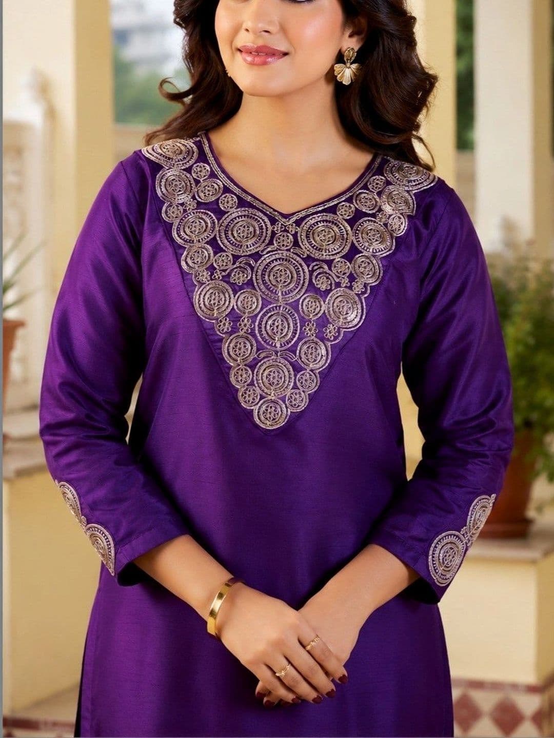Chandbaali Women Ethnic Motifs Embroidered Regular Kurta with Trousers & With Dupatta thumbnail 2