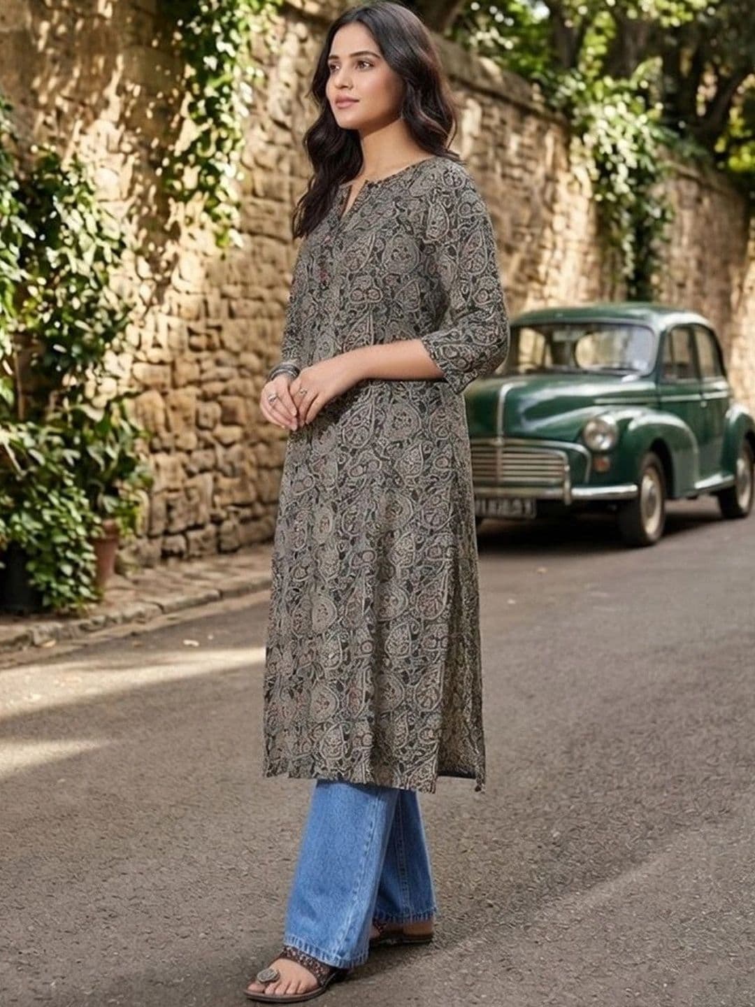 KALAMIR Women Paisley Printed Indie Prints Kurta thumbnail 2