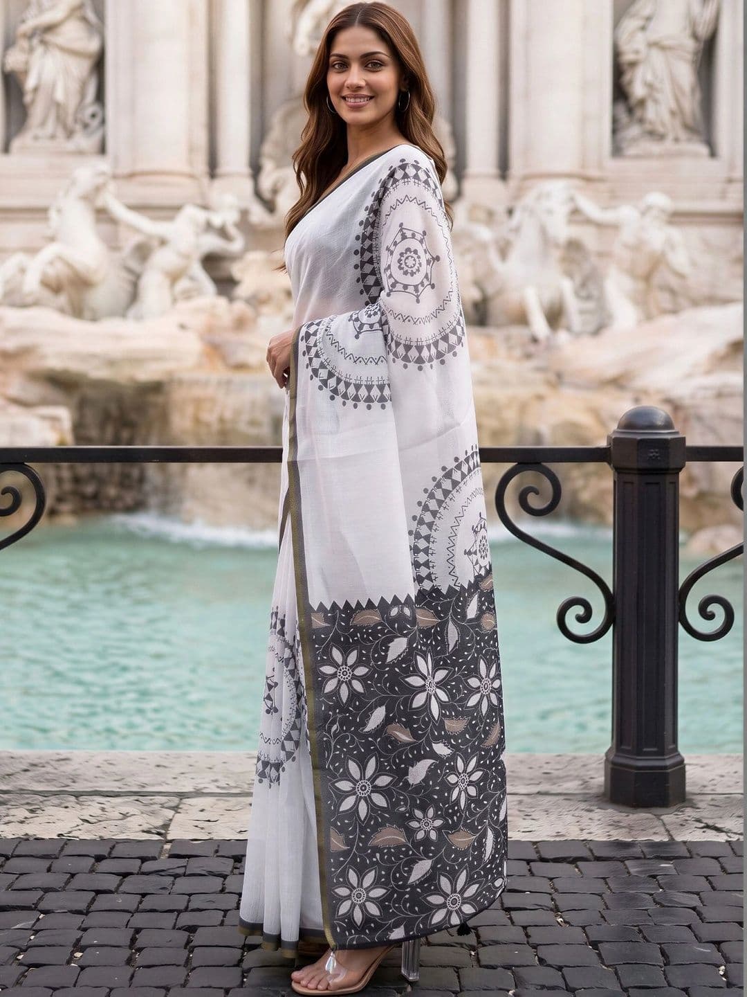 Sangria Warli Designer Block Print Saree thumbnail 4