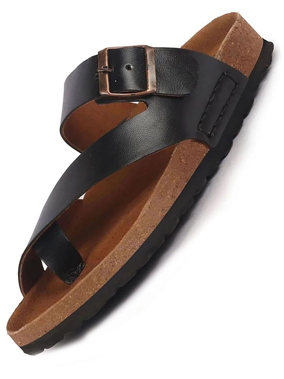FAUSTO Men Leather Comfort Sandals With Buckle Details - view 1
