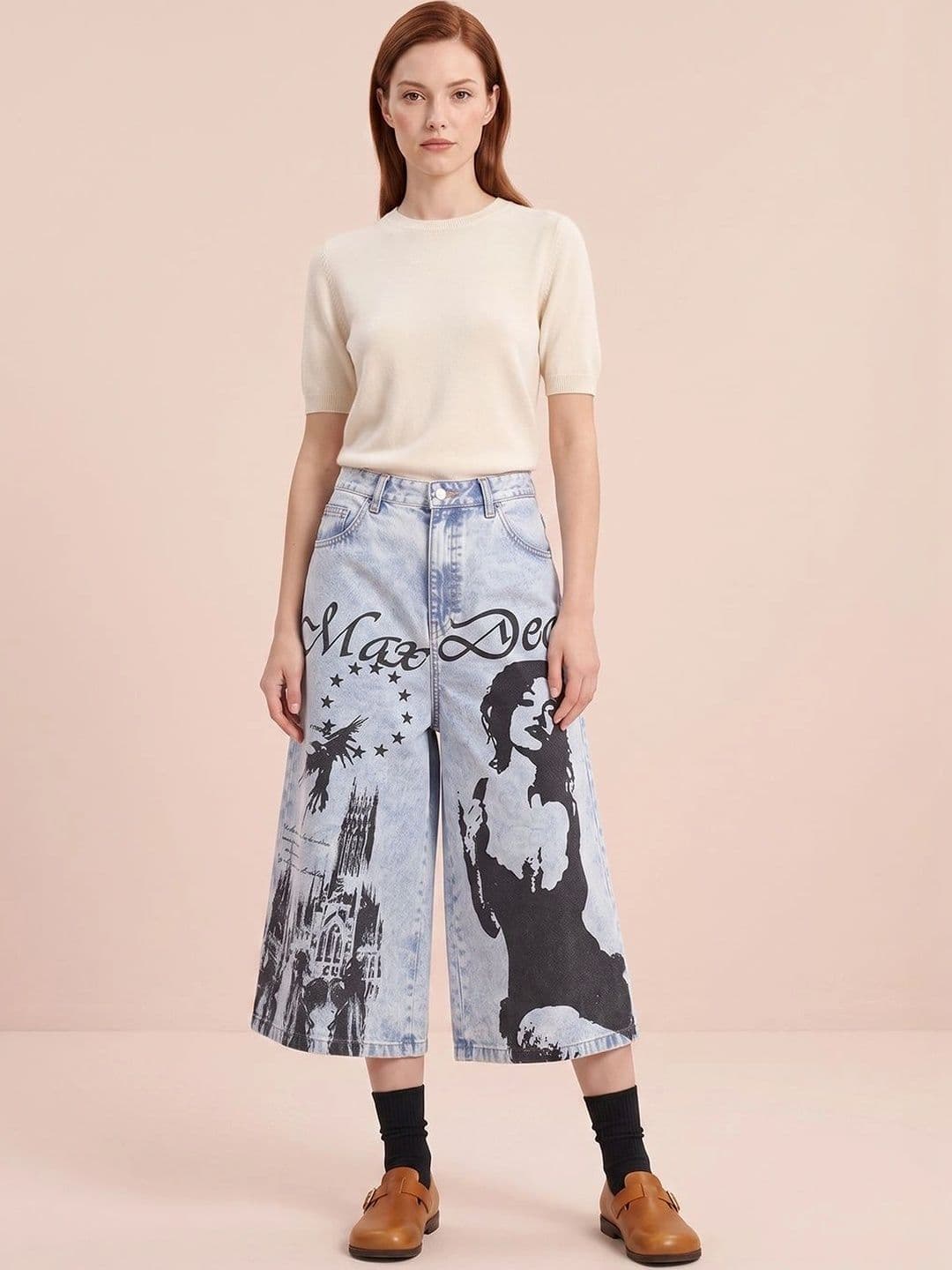 ATELIER REBEL Women Relaxed Fit Mid-Rise Heavy Fade Printed Jeans - view 1
