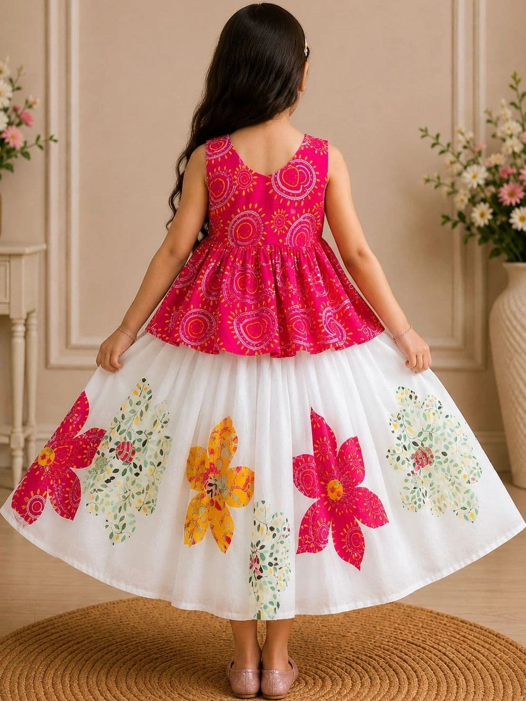 KALINI Girls Printed Ready to Wear Lehenga & thumbnail 2