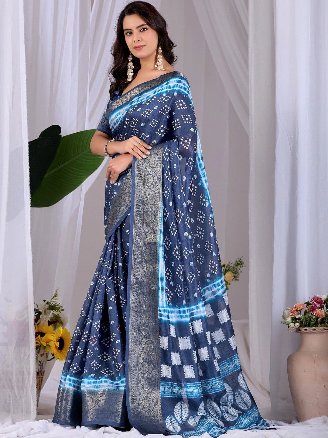 Moda Rapido Tie and Dye Zari Silk Blend Designer Saree thumbnail 4
