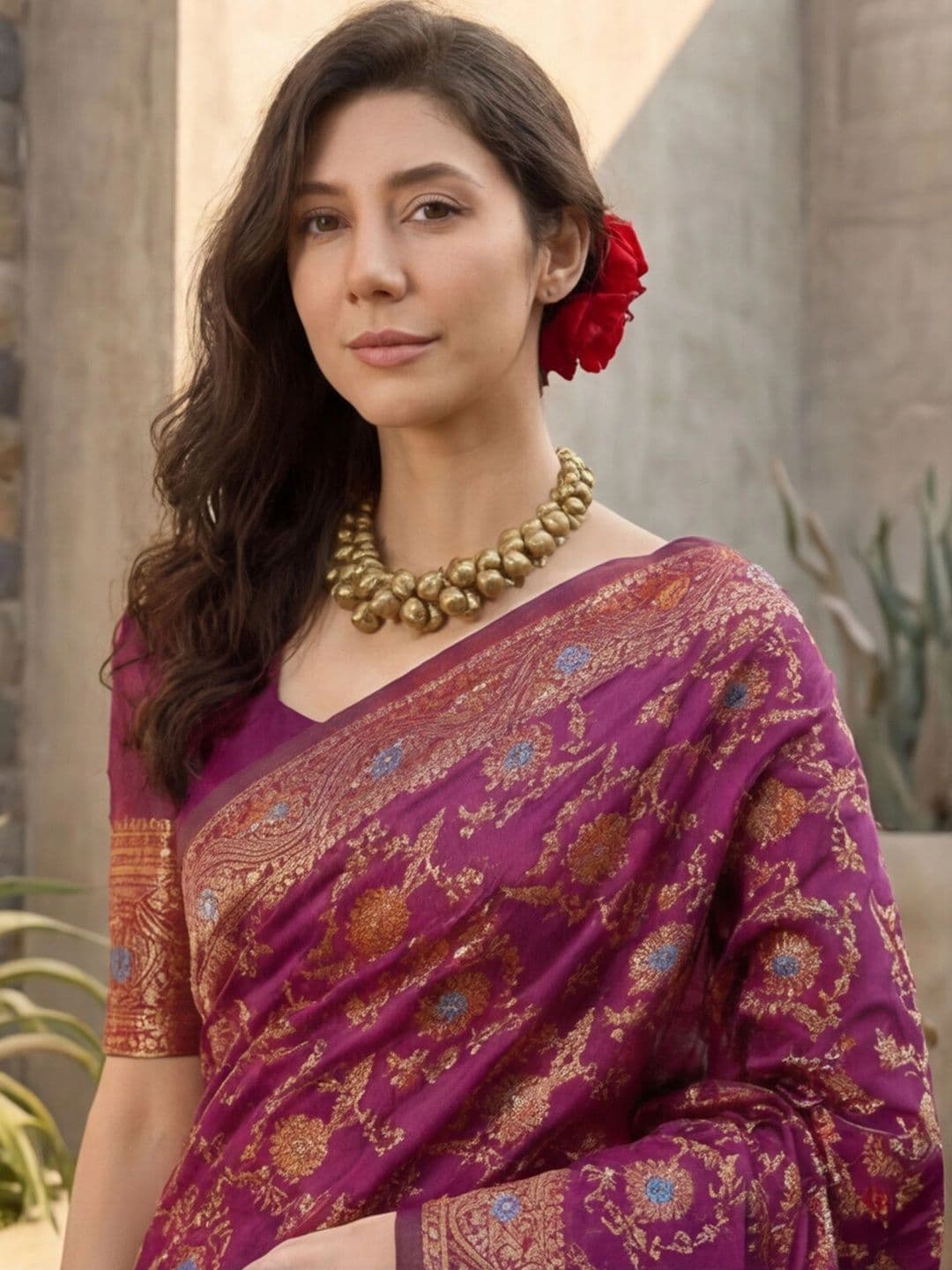 Anouk Rustic Woven Design Zari Silk Blend Designer Kanjeevaram Saree thumbnail 4