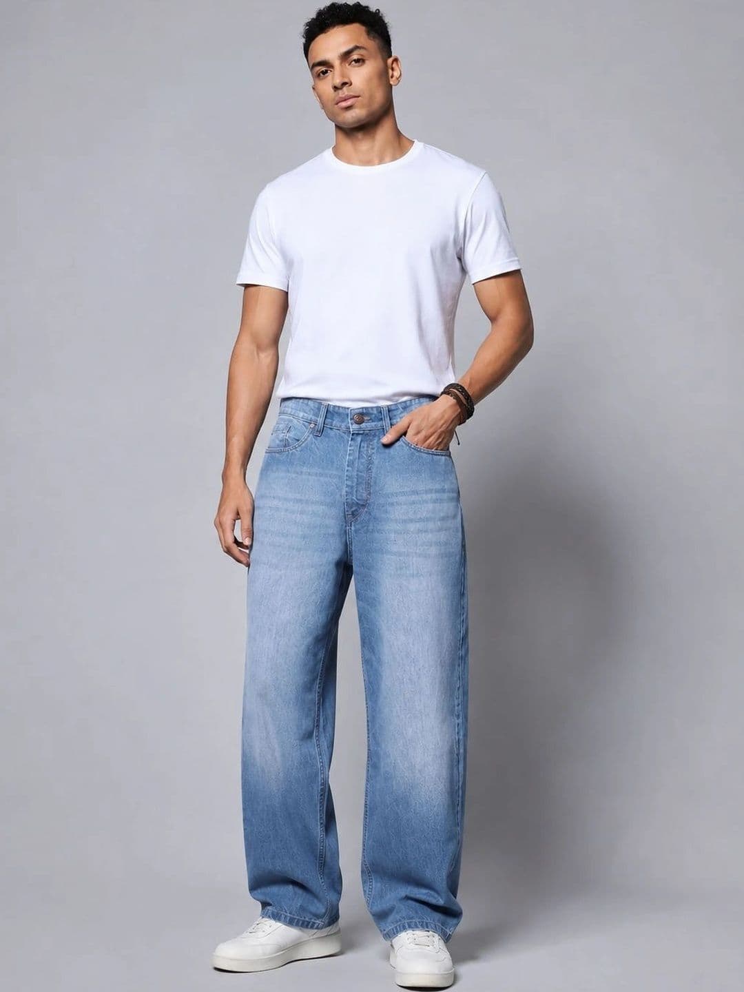 BREXX Men Straight Fit Mid-Rise Light Fade Stretchable Jeans thumbnail 5