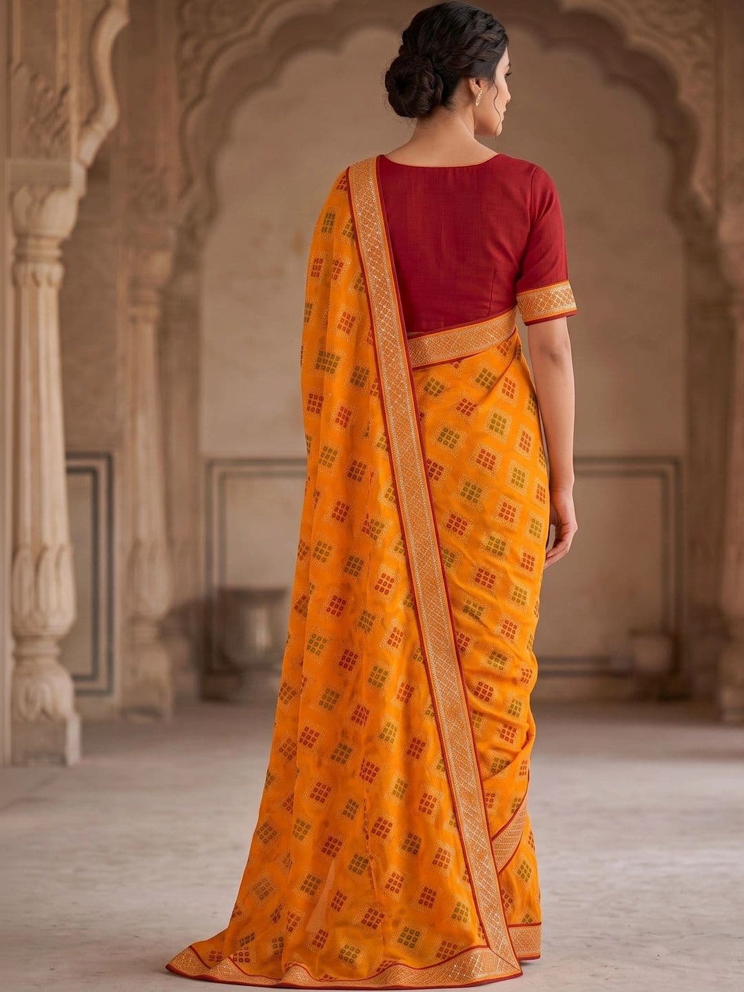 PRANU TRENDS Bandhani Poly Georgette Bandhani Saree thumbnail 2