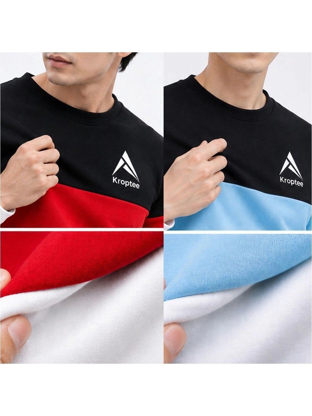 Kroptee Men Colourblocked Brand Logo T-shirt Pack thumbnail 4