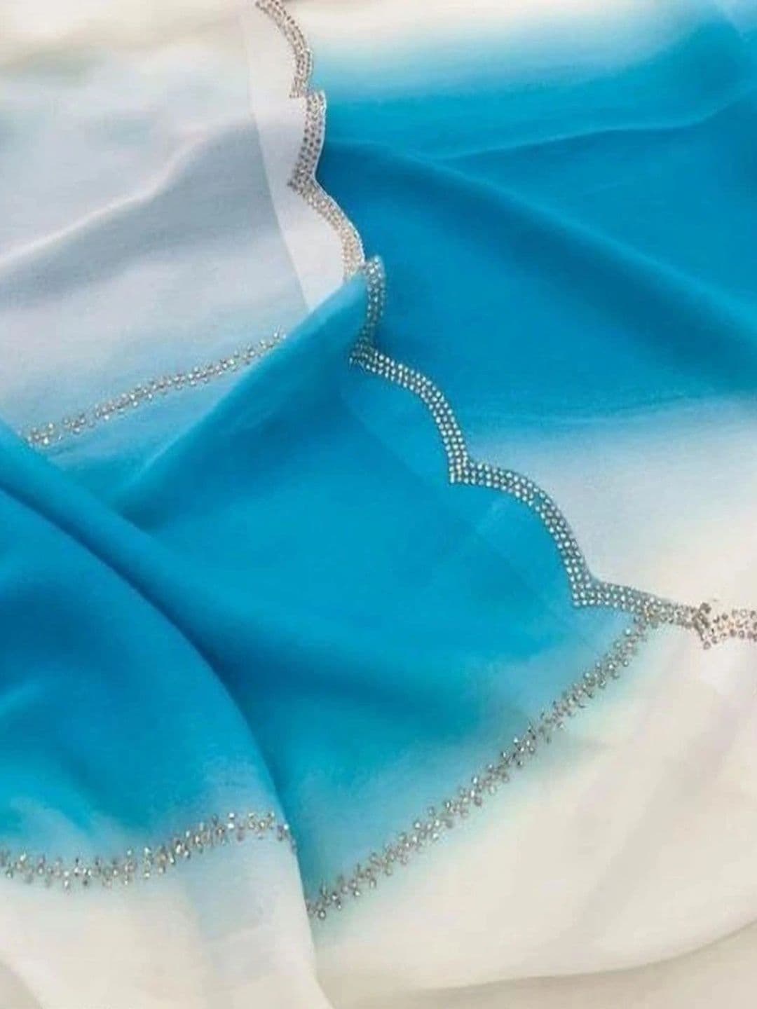 TAGALE Ombre Poly Georgette Chanderi Saree thumbnail 3