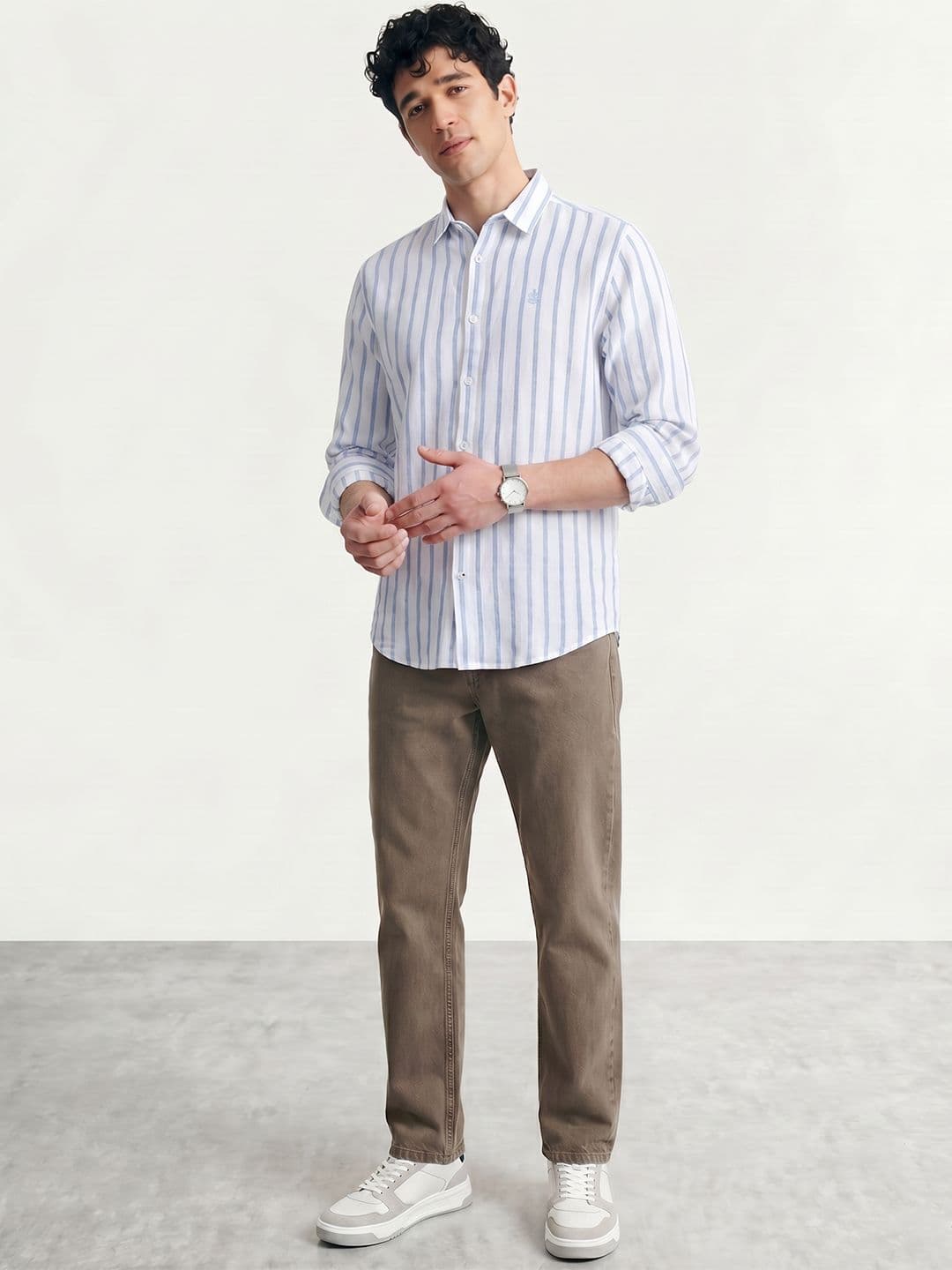 Mast & Harbour Linen Blend Stripe Shirt thumbnail 3