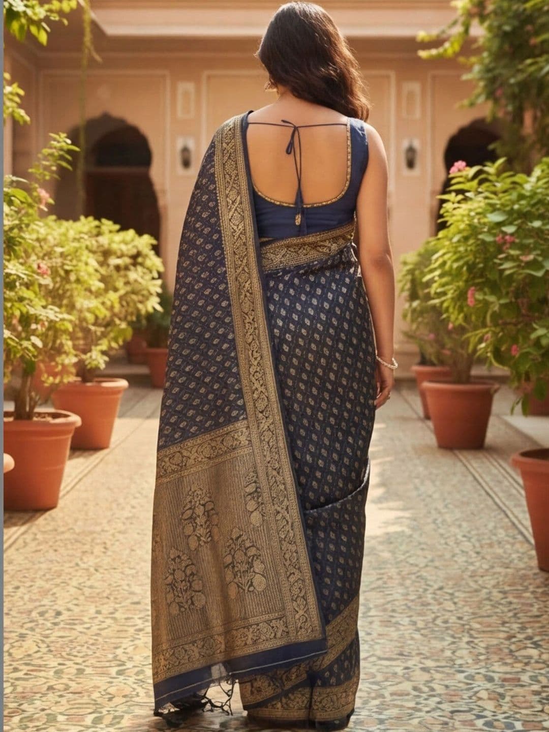 Anouk Rustic Woven Design Zari Silk Blend Designer Banarasi Saree thumbnail 6