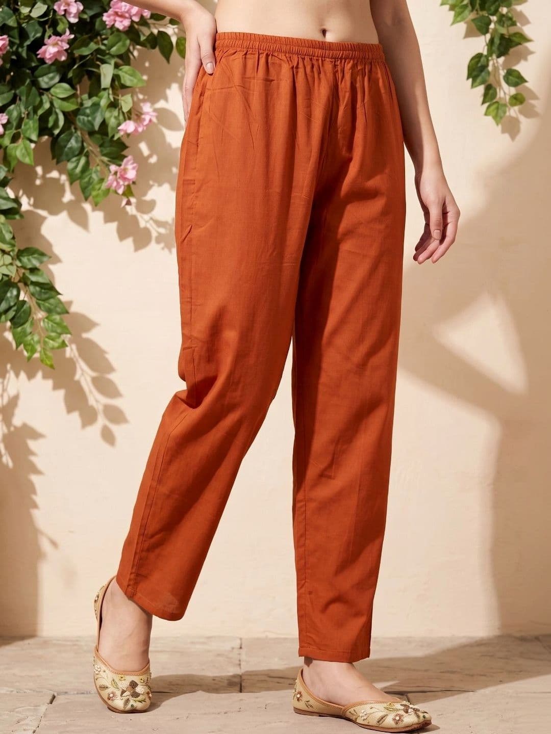 JANAKDULARI CREATION Women Ethnic Motifs Regular Mirror Work Pure Cotton Kurta Trousers thumbnail 7