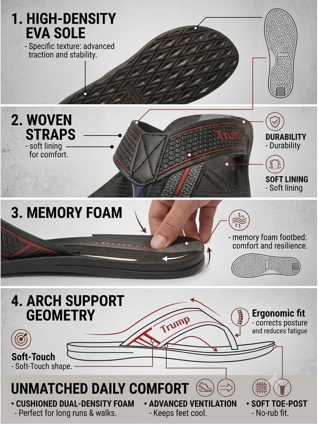 Trump Men Brown Flip Flops thumbnail 7