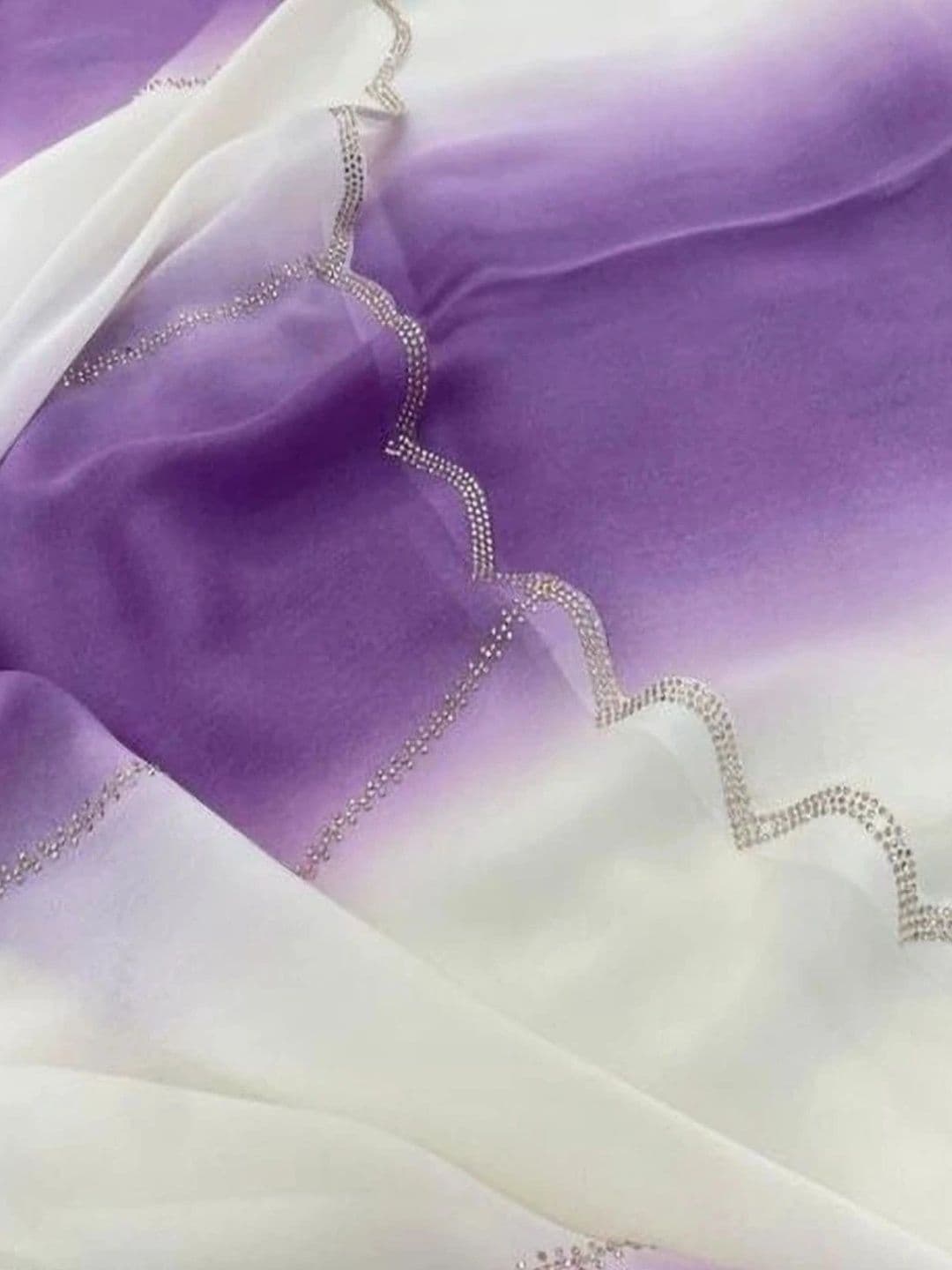 TAGALE Ombre Poly Georgette Chanderi Saree thumbnail 2